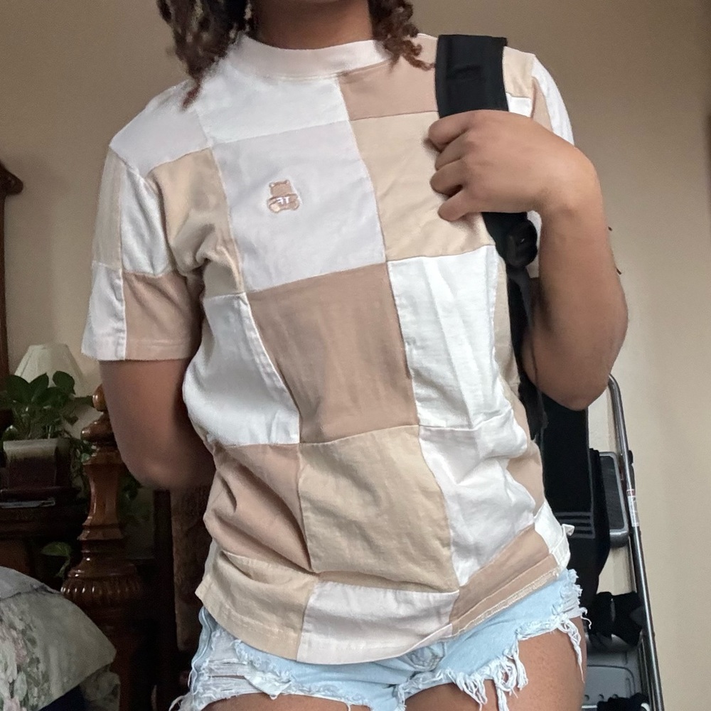 Teddy Fresh Monotone Brown Color Block T-Shirt